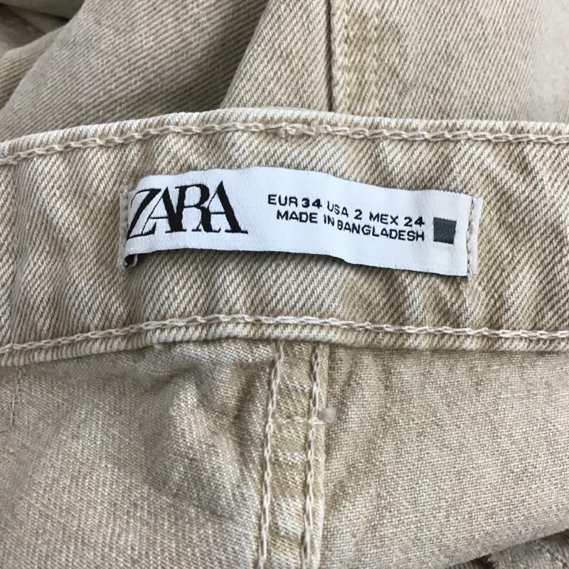 ザラ ZARA パンツ デニム、ジーンズ デニムパンツ ストレートパンツ ジーンズ カジュアルパンツ 34インチ 無地 ベージュ / ベージュ /  レディース USED 古着 中古 10103750