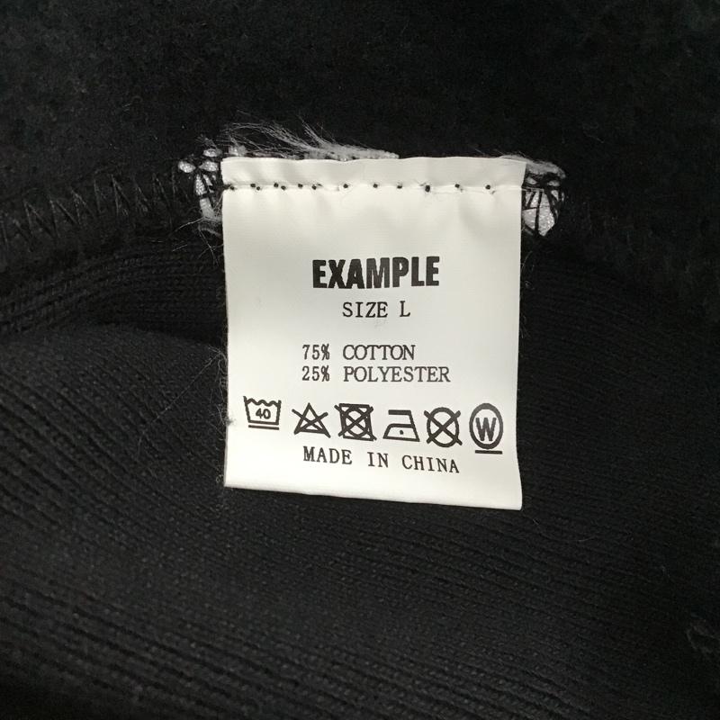 イグザンプル EXAMPLE パーカー 長袖 スウェット プルオーバー フーディー 裏起毛 バックプリント L ロゴ、文字 黒 / ブラック / メンズ USED 古着 中古 10103757