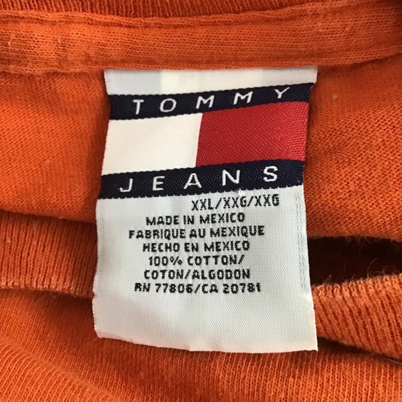 トミー ジーンズ TOMMY JEANS Tシャツ 長袖 THJ ロゴ クルーネック XXL プリント 橙 / オレンジ / メンズ USED 古着 中古 10103789