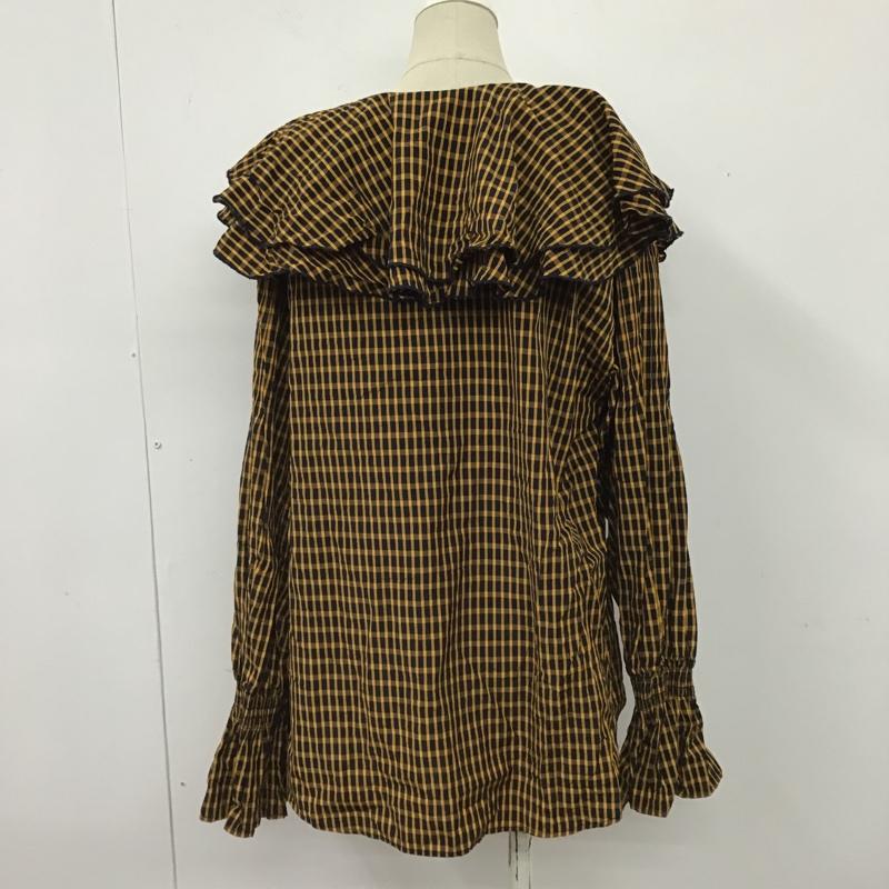 リリー ブラウン Lily Brown シャツ、ブラウス 長袖 LWFB224153 フリルカラーシャツ チェックシャツ ビックカラー 長袖プルオーバーシャツ チェック 紺 / ネイビー / X 黄 / イエロー / レディース USED 古着 中古 10103837