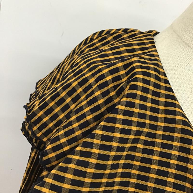 リリー ブラウン Lily Brown シャツ、ブラウス 長袖 LWFB224153 フリルカラーシャツ チェックシャツ ビックカラー 長袖プルオーバーシャツ チェック 紺 / ネイビー / X 黄 / イエロー / レディース USED 古着 中古 10103837