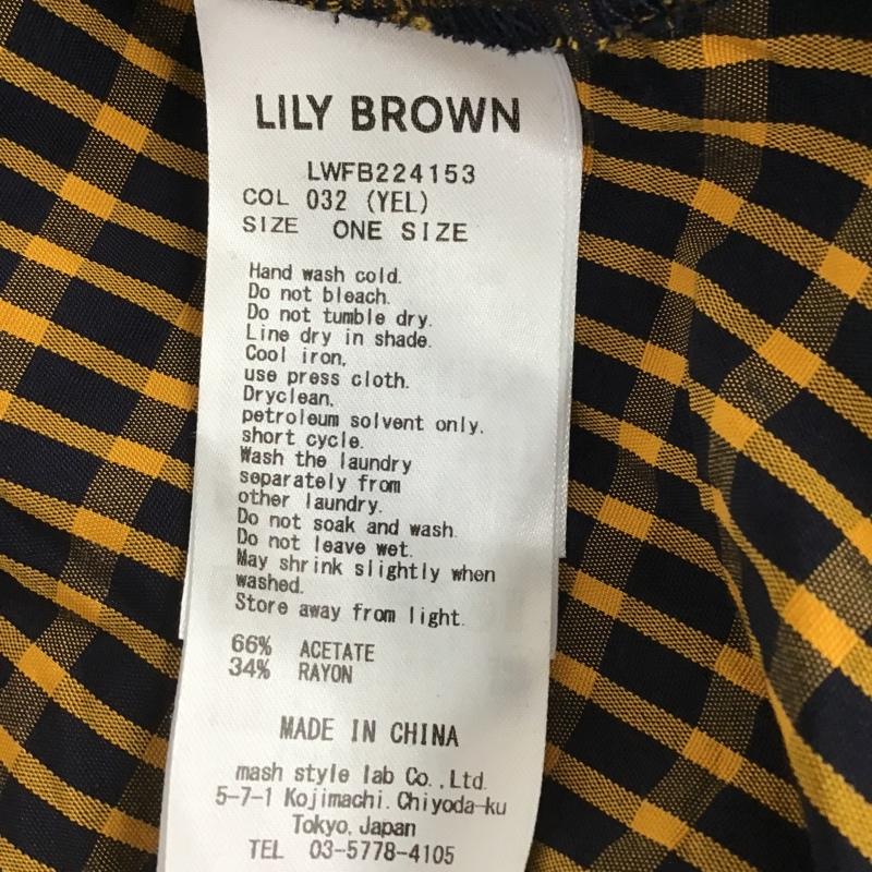 リリー ブラウン Lily Brown シャツ、ブラウス 長袖 LWFB224153 フリルカラーシャツ チェックシャツ ビックカラー 長袖プルオーバーシャツ チェック 紺 / ネイビー / X 黄 / イエロー / レディース USED 古着 中古 10103837