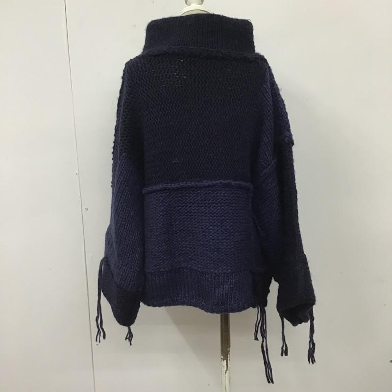 シーグリーン Seagreen ニット、セーター 長袖 LSEA21A9595-K THICK YARN HAND KNIT FREE 無地 紺 / ネイビー / レディース USED 古着 中古 10103842