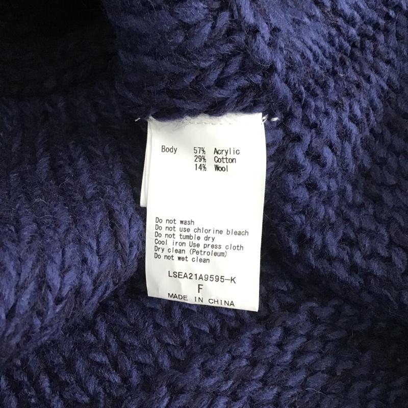 シーグリーン Seagreen ニット、セーター 長袖 LSEA21A9595-K THICK YARN HAND KNIT FREE 無地 紺 / ネイビー / レディース USED 古着 中古 10103842