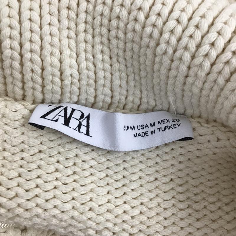 ザラ ZARA ニット、セーター 長袖 長袖ニット カラーニットカットソー セーター ショート丈 M 無地 オフホワイト / オフホワイト / レディース USED 古着 中古 10103844
