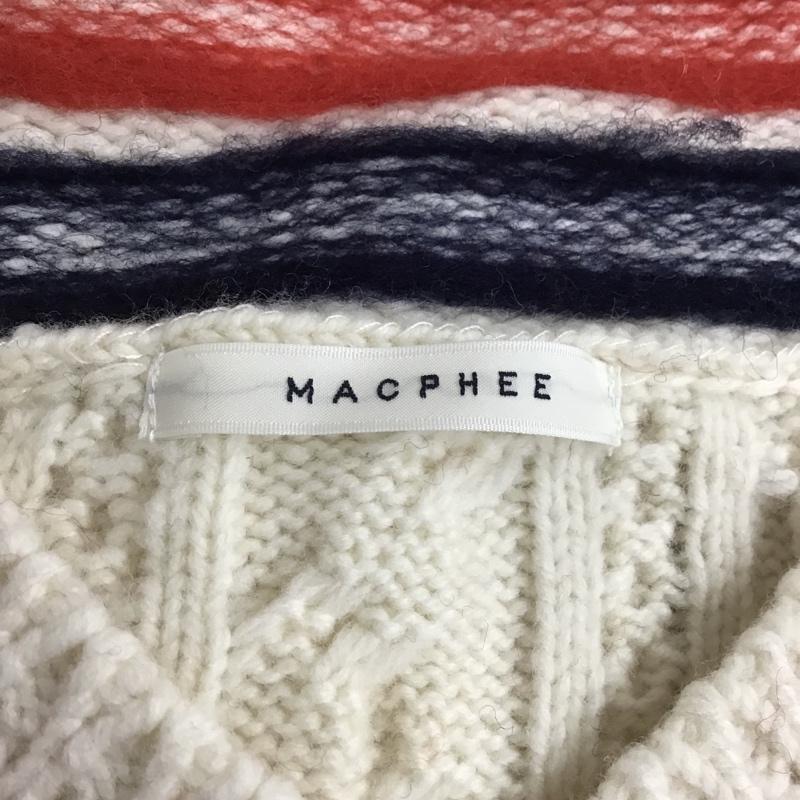マカフィー MACPHEE ニット、セーター 長袖 12-02-75-02307 AIRLY CABLE TILDEN Vネックプルオーバー S 無地 アイボリー / アイボリー / X 赤 / レッド / X 紺 / ネイビー / レディース USED 古着 中古 10103846