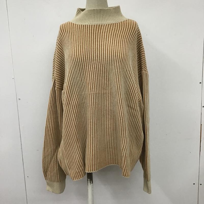 ローリーズファーム LOWRYS FARM ニット、セーター 長袖 LF621296AD スタンドネック FREE ストライプ ベージュ / ベージュ / X 橙 / オレンジ / レディース USED 古着 中古 10103857