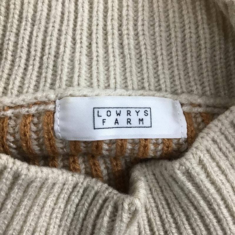 ローリーズファーム LOWRYS FARM ニット、セーター 長袖 LF621296AD スタンドネック FREE ストライプ ベージュ / ベージュ / X 橙 / オレンジ / レディース USED 古着 中古 10103857