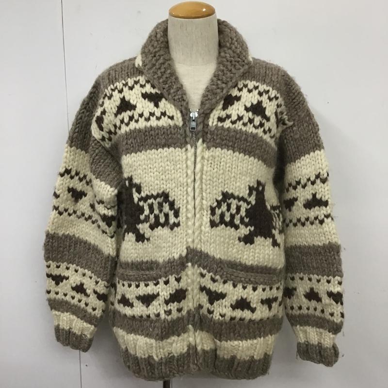 古着 USED ニット、セーター 長袖 ジップアップニットジャケット カラーニットジャケット アウター 古着 プリント ベージュ / ベージュ / X 茶 / ブラウン / メンズ USED 古着 中古 10103875