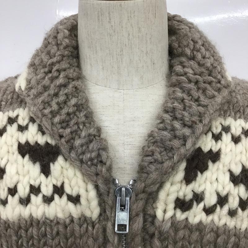 古着 USED ニット、セーター 長袖 ジップアップニットジャケット カラーニットジャケット アウター 古着 プリント ベージュ / ベージュ / X 茶 / ブラウン / メンズ USED 古着 中古 10103875