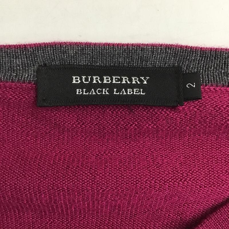 バーバリーブラックレーベル BURBERRY BLACK LABEL ニット、セーター 長袖 長袖ニット リブニット ヘンリーネックカットソー セーター 2 ロゴ、文字 えんじ / ワインレッド / メンズ USED 古着 中古 10103880