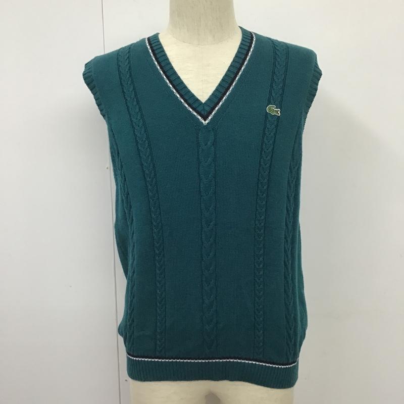 ラコステ LACOSTE ベスト ベスト ニットベスト ノースリーブニット Vネック プルオーバー 3 ロゴ、文字 緑 / グリーン / メンズ USED 古着 中古 10103883