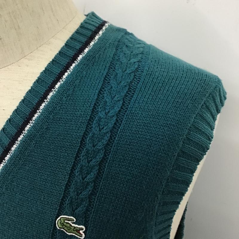 ラコステ LACOSTE ベスト ベスト ニットベスト ノースリーブニット Vネック プルオーバー 3 ロゴ、文字 緑 / グリーン / メンズ USED 古着 中古 10103883