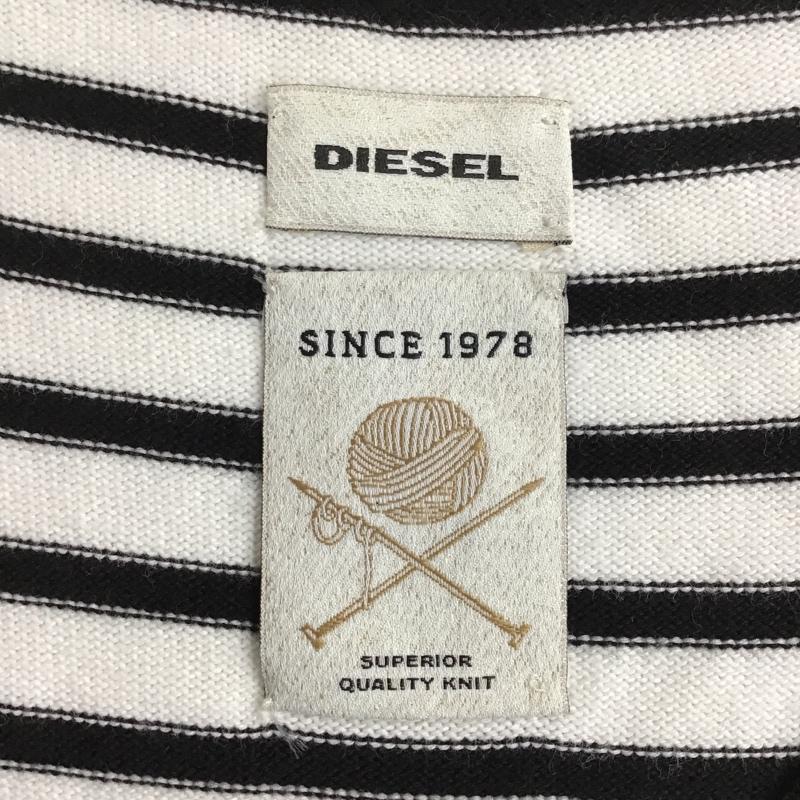 ディーゼル DIESEL ベスト ベスト ニットベスト ノースリーブニット Vネック 前開ニットベスト M ボーダー柄 白 / ホワイト / X 黒 / ブラック / X 赤 / レッド / メンズ USED 古着 中古 10103886