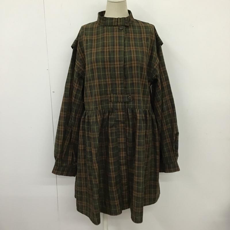 フリークスストア FREAK'S STORE ワンピース ひざ丈スカート 長袖シャツワンピース ノーカラーワンピース 前開シャツワンピース FREE チェック マルチカラー / マルチカラー / レディース USED 古着 中古 10103892
