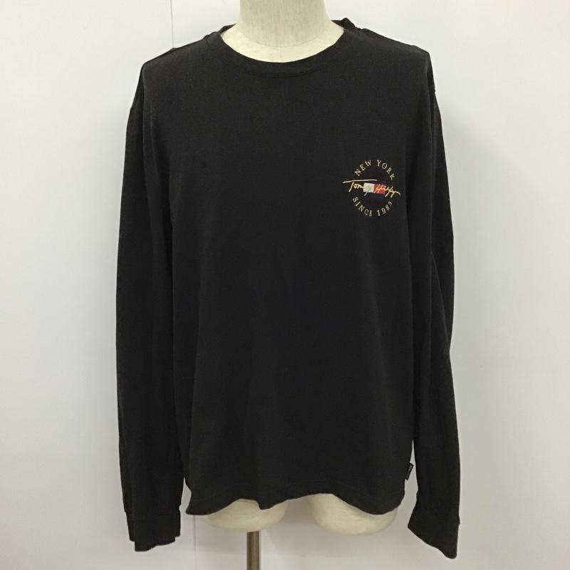 トミーヒルフィガー TOMMY HILFIGER カットソー 長袖 長袖カットソー クルーネックカットソー ロングスリーブカットソー プリントTシャツ XL ロゴ、文字 黒 / ブラック / メンズ USED 古着 中古 10103951