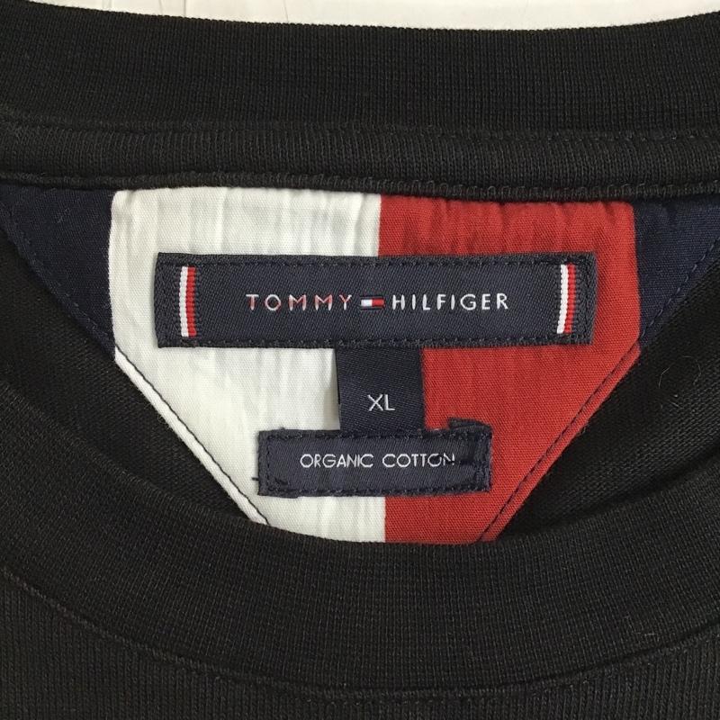 トミーヒルフィガー TOMMY HILFIGER カットソー 長袖 長袖カットソー クルーネックカットソー ロングスリーブカットソー プリントTシャツ XL ロゴ、文字 黒 / ブラック / メンズ USED 古着 中古 10103951