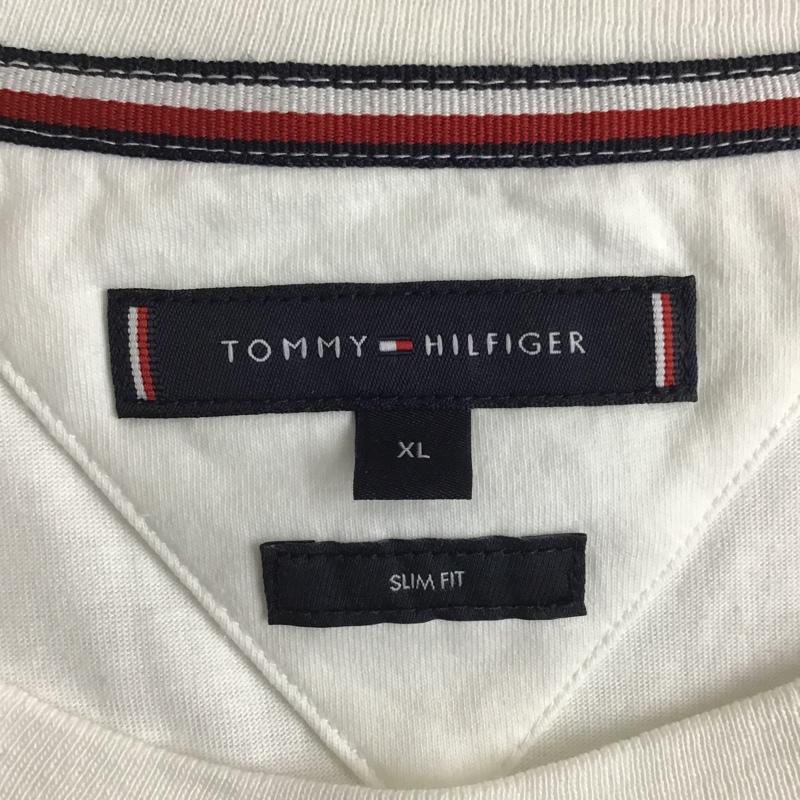トミーヒルフィガー TOMMY HILFIGER Tシャツ 半袖 半袖カットソー プリントTシャツ クルーネックカットソー XL ロゴ、文字 白 / ホワイト / メンズ USED 古着 中古 10103952