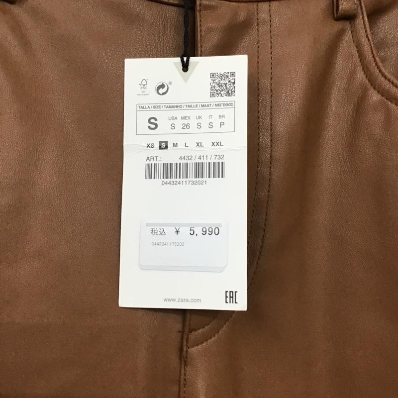 ザラ ZARA ボトムス ボトムス レザーパンツ タグ付 S 無地 茶 / ブラウン /  レディース USED 古着 中古 10103991