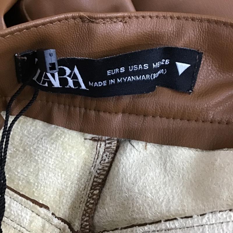 ザラ ZARA ボトムス ボトムス レザーパンツ タグ付 S 無地 茶 / ブラウン /  レディース USED 古着 中古 10103991