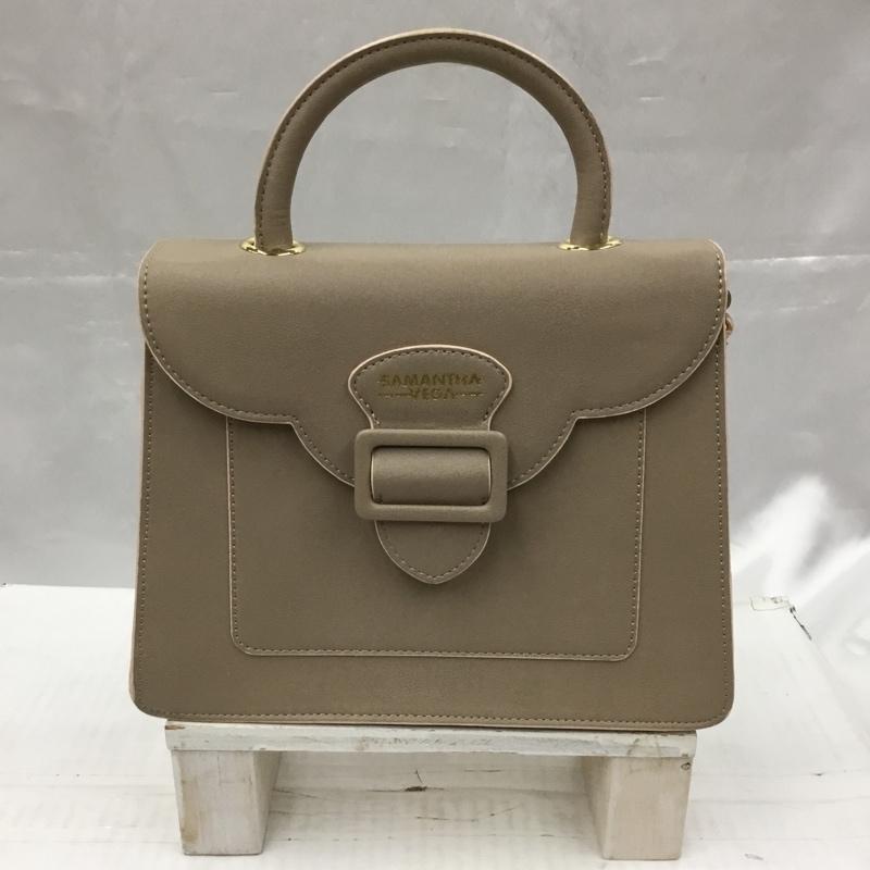 サマンサベガ Samantha Vega ハンドバッグ ハンドバッグ 2WAY ショルダー ロゴ、文字 グレージュ / グレージュ / レディース USED 古着 中古 10104098