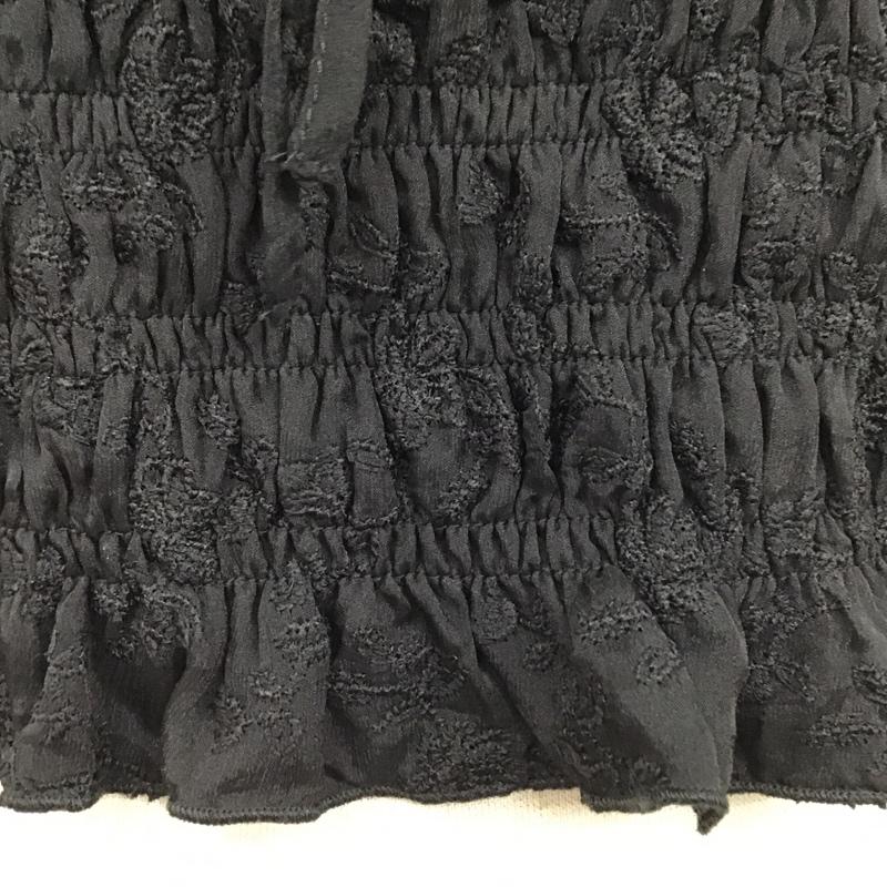 アルシーヴ archives カットソー 半袖 半袖カットソー フリルネックカットソー ショート丈 ワイドネック ノースリーブカットソー 花柄 X 刺繍 黒 / ブラック /  レディース USED 古着 中古 10104100