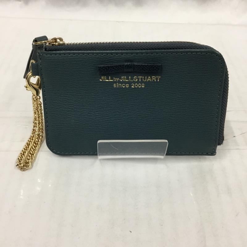 ジル バイ ジルスチュアート JILL by JILLSTUART カードケース カードケース WEEKDAYCOLLECTION リボン L字ファスナー パスケース ロゴ、文字 緑 / グリーン / レディース USED 古着 中古 10104108