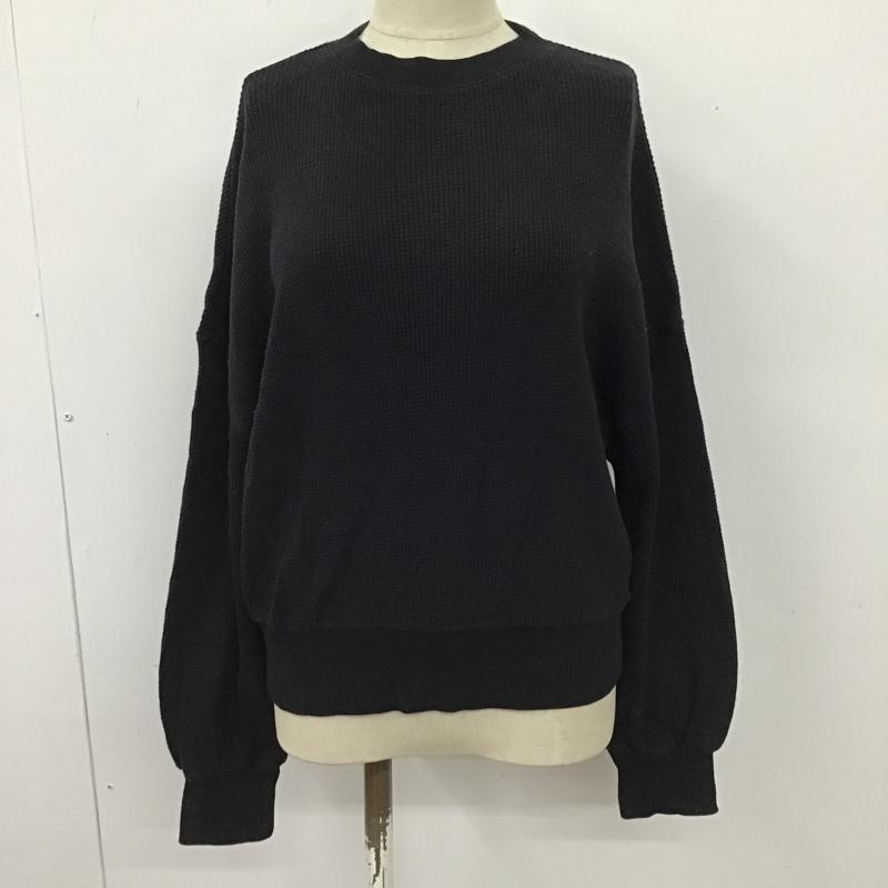 グリーンレーベルリラクシング green label relaxing カットソー 長袖 3612-175-1825 CFCワッフルモックネック9分袖カットソー クルーネックカットソー 長袖カットソー 無地 黒 / ブラック /  レディース USED 古着 中古 10104113