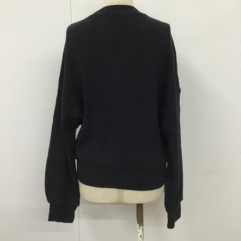 グリーンレーベルリラクシング green label relaxing カットソー 長袖 3612-175-1825 CFCワッフルモックネック9分袖カットソー クルーネックカットソー 長袖カットソー 無地 黒 / ブラック /  レディース USED 古着 中古 10104113