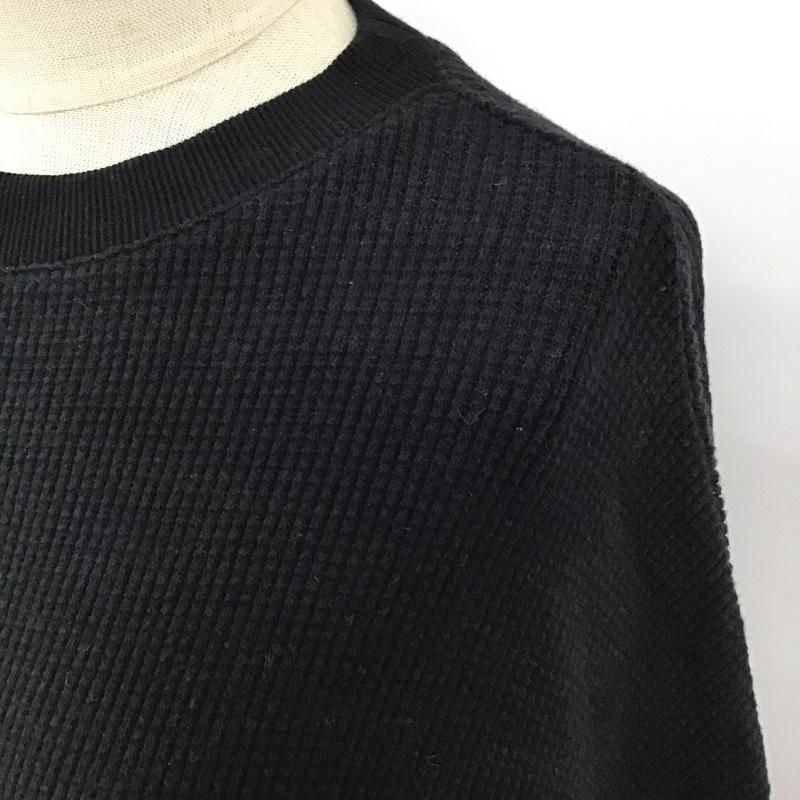 グリーンレーベルリラクシング green label relaxing カットソー 長袖 3612-175-1825 CFCワッフルモックネック9分袖カットソー クルーネックカットソー 長袖カットソー 無地 黒 / ブラック /  レディース USED 古着 中古 10104113