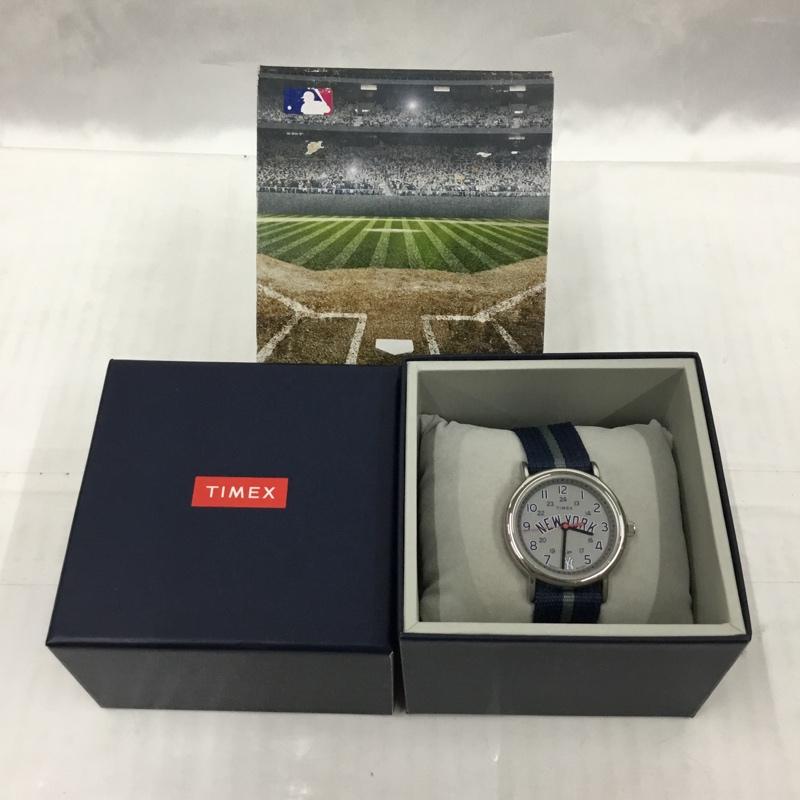 タイメックス TIMEX 腕時計 アナログ(クォーツ式) ニューヨーク ヤンキース NY MLBP 箱有 ロゴ、文字 銀 / シルバー / X 紺 / ネイビー / X 灰 / グレー / メンズ USED 古着 中古 10104136