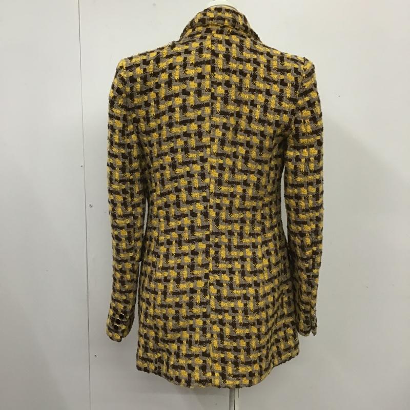 ザラ ZARA ジャケット、上着 ジャケット、ブレザー ロングジャケット カジュアルジャケット アウター ロングコート XS 総柄 X チェック 茶 / ブラウン / X 黄 / イエロー / X ベージュ / ベージュ / レディース USED 古着 中古 10104146