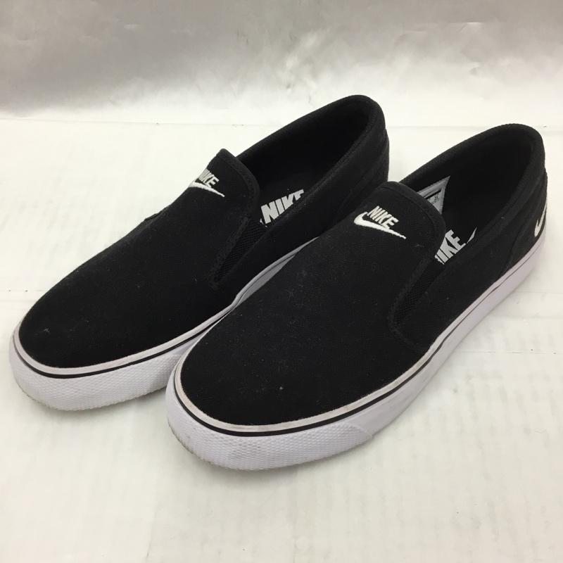 ナイキ NIKE スリッポン スリッポン 724770-010 WMNS TOKI SLIP CANVAS 25cm 25.0cm ロゴ、文字 黒 / ブラック / X 白 / ホワイト / レディース USED 古着 中古 10104316