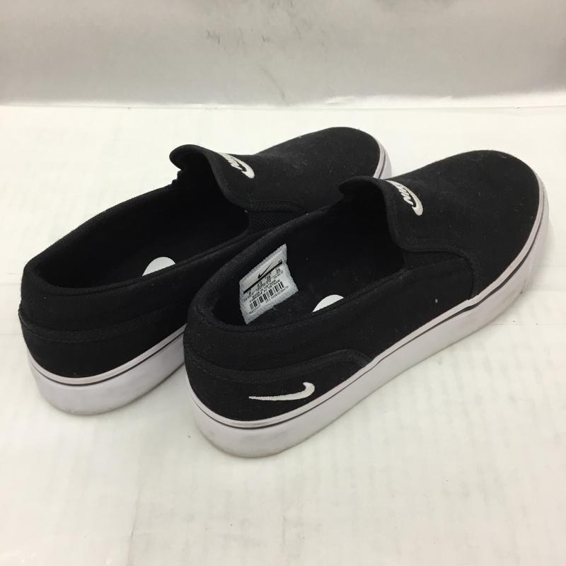ナイキ NIKE スリッポン スリッポン 724770-010 WMNS TOKI SLIP CANVAS 25cm 25.0cm ロゴ、文字 黒 / ブラック / X 白 / ホワイト / レディース USED 古着 中古 10104316