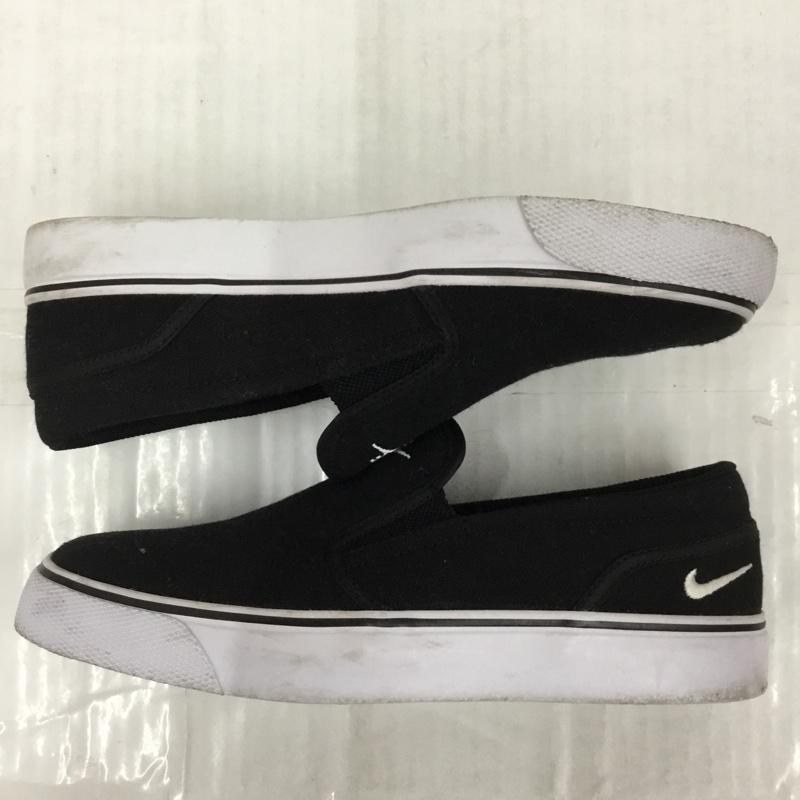 ナイキ NIKE スリッポン スリッポン 724770-010 WMNS TOKI SLIP CANVAS 25cm 25.0cm ロゴ、文字 黒 / ブラック / X 白 / ホワイト / レディース USED 古着 中古 10104316