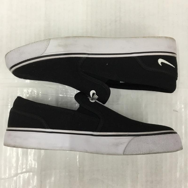 ナイキ NIKE スリッポン スリッポン 724770-010 WMNS TOKI SLIP CANVAS 25cm 25.0cm ロゴ、文字 黒 / ブラック / X 白 / ホワイト / レディース USED 古着 中古 10104316