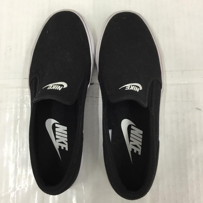 ナイキ NIKE スリッポン スリッポン 724770-010 WMNS TOKI SLIP CANVAS 25cm 25.0cm ロゴ、文字 黒 / ブラック / X 白 / ホワイト / レディース USED 古着 中古 10104316