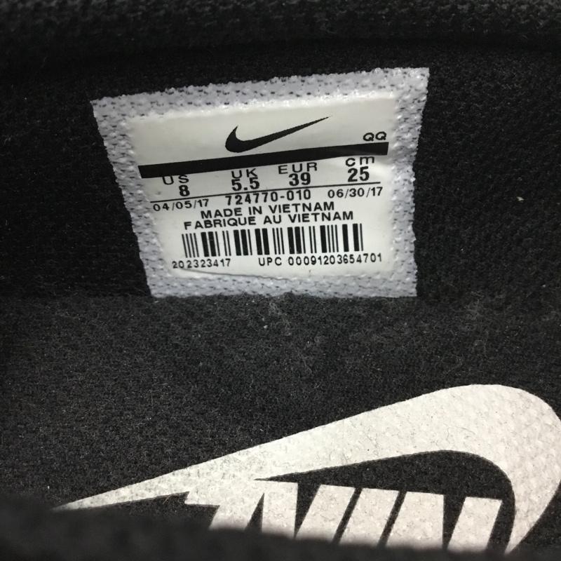 ナイキ NIKE スリッポン スリッポン 724770-010 WMNS TOKI SLIP CANVAS 25cm 25.0cm ロゴ、文字 黒 / ブラック / X 白 / ホワイト / レディース USED 古着 中古 10104316