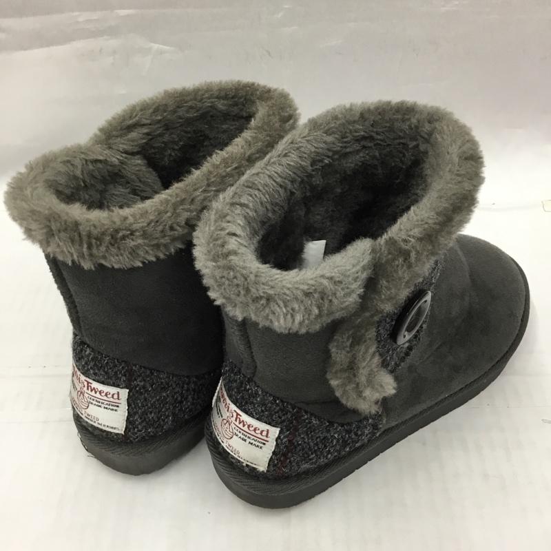 ハリスツイード HARRIS TWEED ブーツ ショートブーツ 157001 スエード ボア L ロゴ、文字 灰 / グレー / レディース USED 古着 中古 10104339