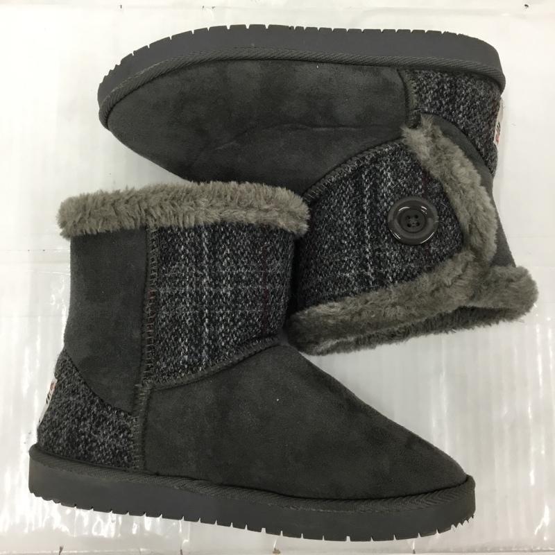ハリスツイード HARRIS TWEED ブーツ ショートブーツ 157001 スエード ボア L ロゴ、文字 灰 / グレー / レディース USED 古着 中古 10104339