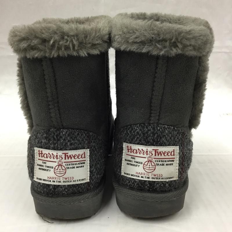ハリスツイード HARRIS TWEED ブーツ ショートブーツ 157001 スエード ボア L ロゴ、文字 灰 / グレー / レディース USED 古着 中古 10104339
