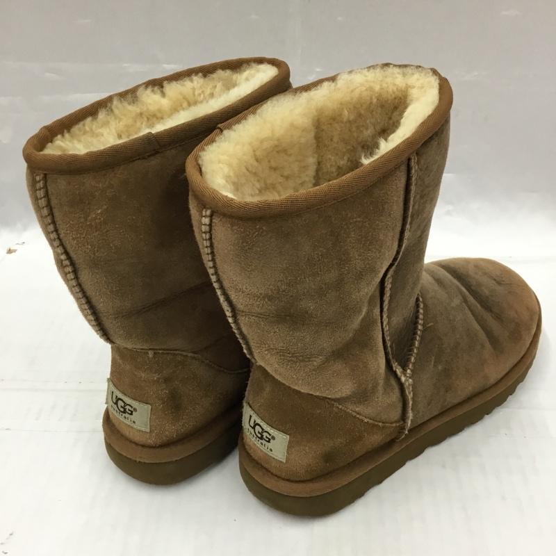 アグ UGG ブーツ 一般 5984 CLASSIC SHORT BOMBER 25cm ムートン 25.0cm ロゴ、文字 茶 / ブラウン / レディース USED 古着 中古 10104343