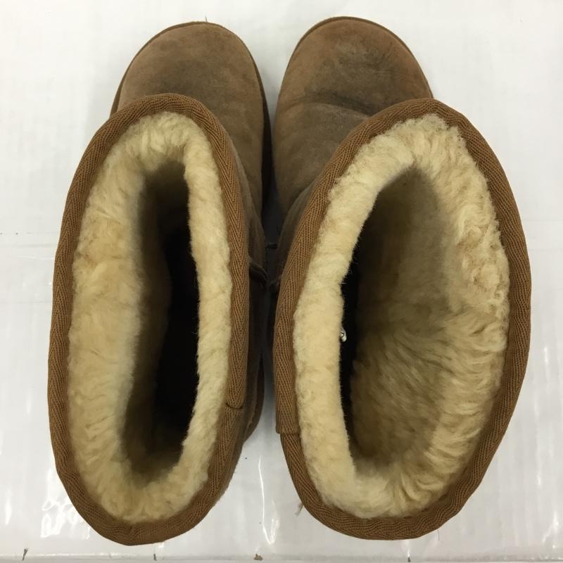アグ UGG ブーツ 一般 5984 CLASSIC SHORT BOMBER 25cm ムートン 25.0cm ロゴ、文字 茶 / ブラウン / レディース USED 古着 中古 10104343