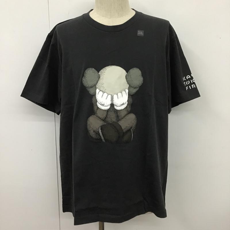 ユニクロ UNIQLO Tシャツ 半袖 341-446311 Tシャツ プリントTシャツ クルーネックカットソー 半袖カットソー XXL プリント 黒 / ブラック / メンズ USED 古着 中古 10104372
