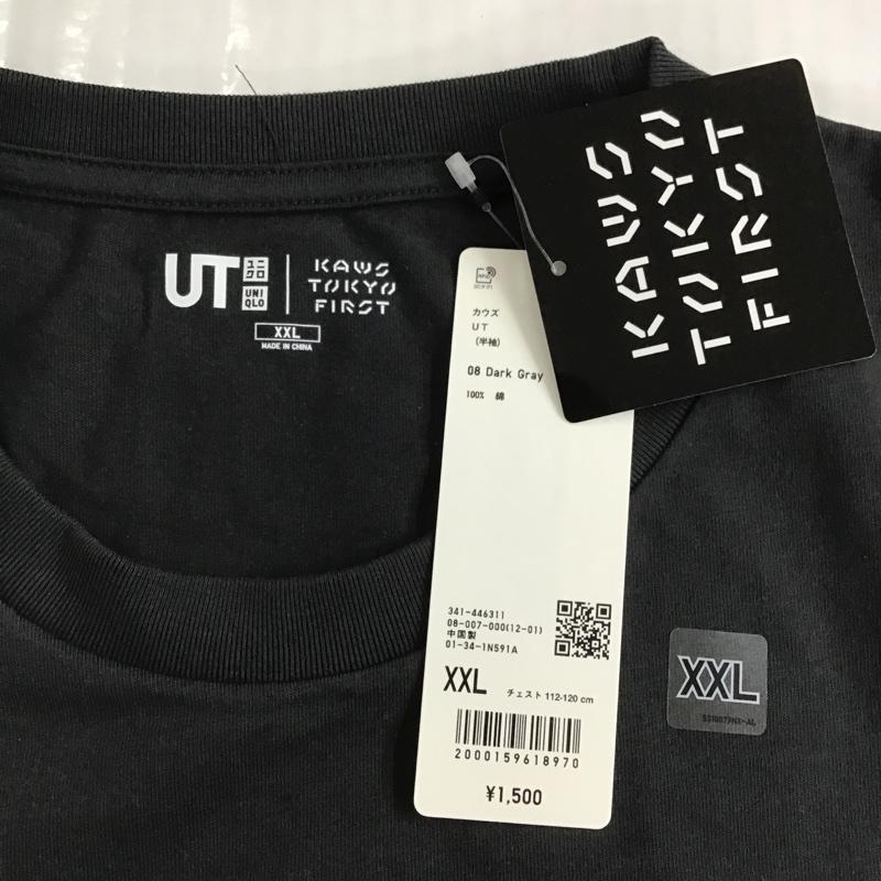 ユニクロ UNIQLO Tシャツ 半袖 341-446311 Tシャツ プリントTシャツ クルーネックカットソー 半袖カットソー XXL プリント 黒 / ブラック / メンズ USED 古着 中古 10104372