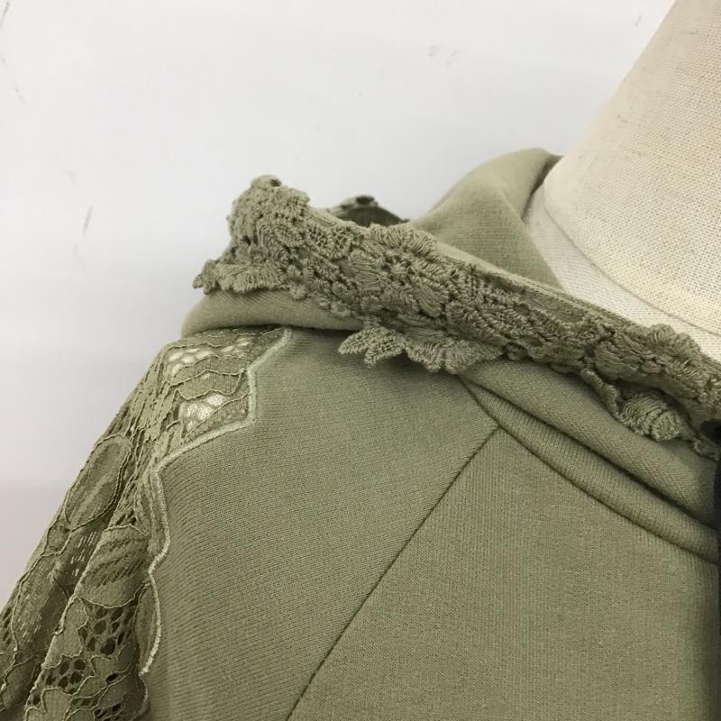 アクシーズファム axes femme パーカー 半袖 M 無地 カーキ / カーキ / レディース USED 古着 中古 10104374