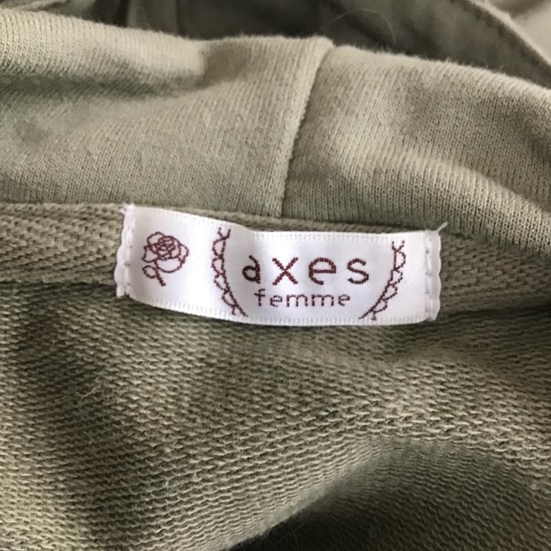 アクシーズファム axes femme パーカー 半袖 M 無地 カーキ / カーキ / レディース USED 古着 中古 10104374
