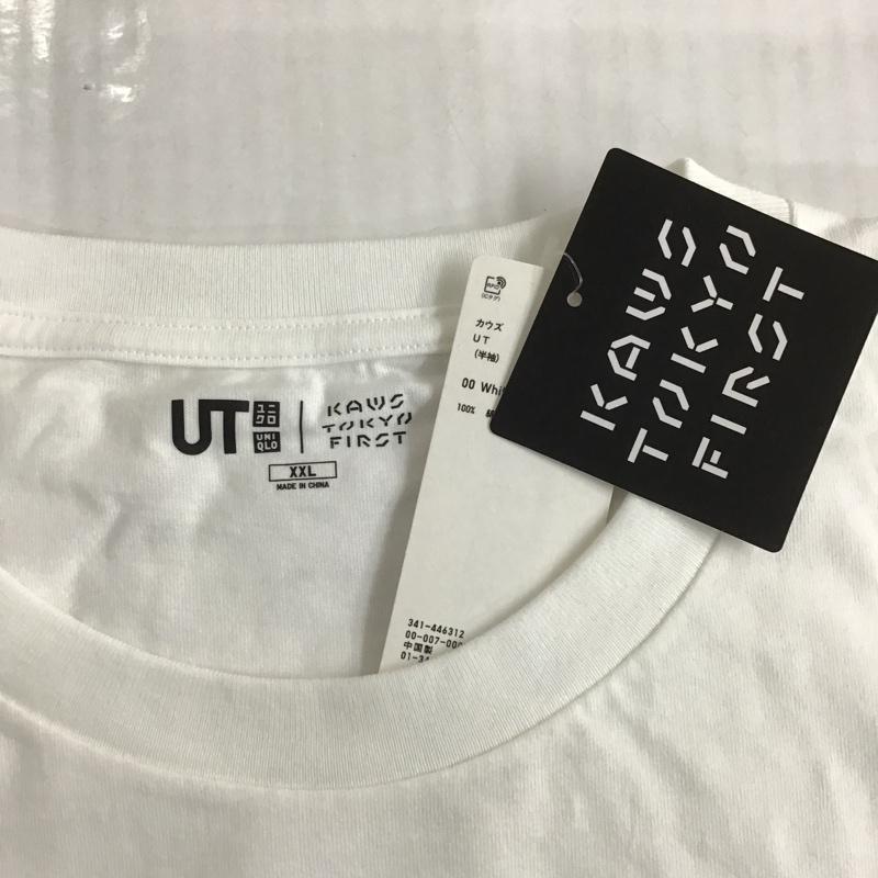 ユニクロ UNIQLO Tシャツ 半袖 341-446312 半袖カットソー 半袖Tシャツ プリントカットソー XXL プリント 白 / ホワイト / メンズ USED 古着 中古 10104376