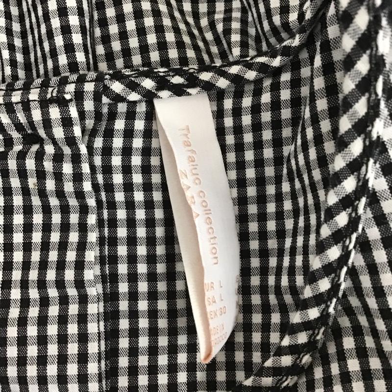 ザラ ZARA TRAFALUC カットソー 半袖 半袖シャツ ギンガムチェックシャツ ショート丈シャツ L チェック 白 / ホワイト / X 黒 / ブラック /  レディース USED 古着 中古 10104400
