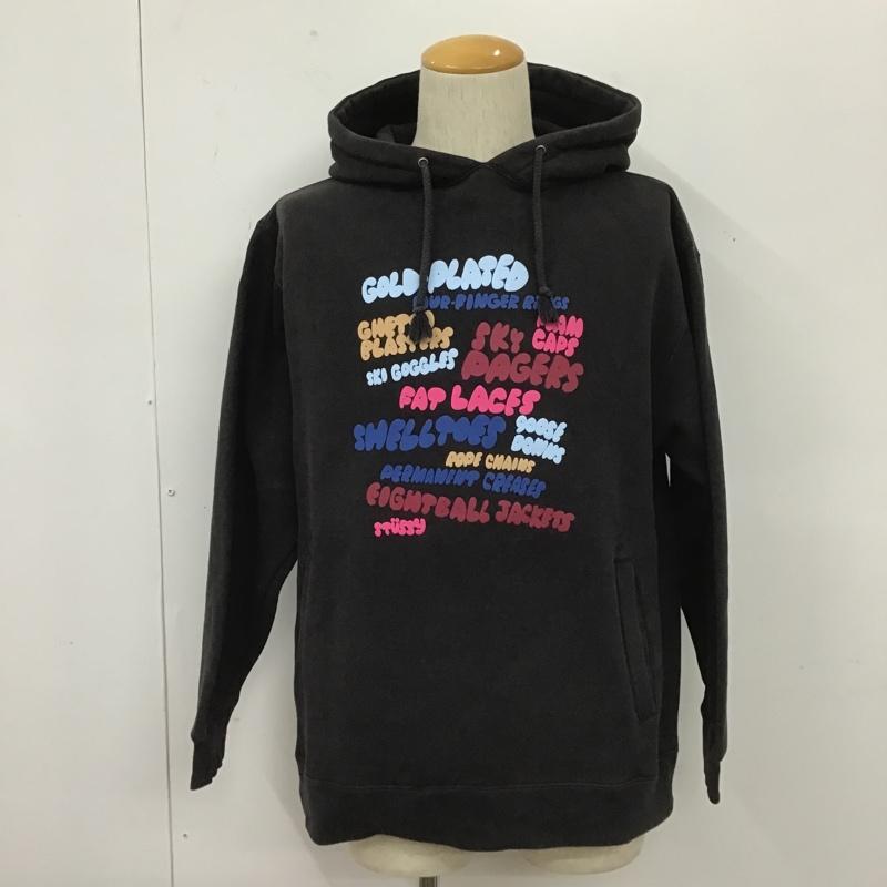 ステューシー STUSSY パーカー 長袖 長袖パーカー スウェット プルオーバー 裏起毛 M プリント 黒 / ブラック / メンズ USED 古着 中古 10104404